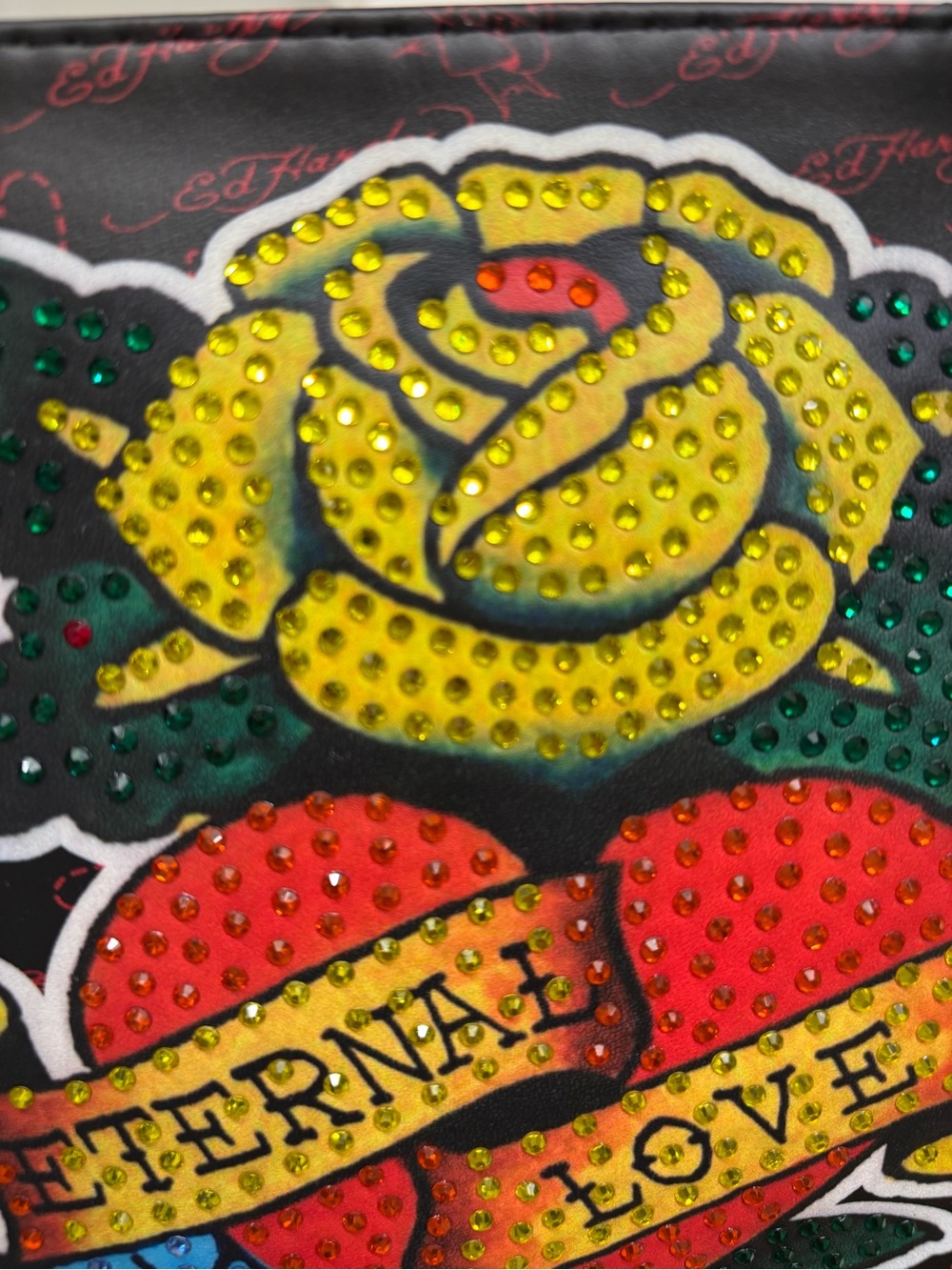 Ed Hardy large embellished makeup pouch NWT - Picture 3 of 8